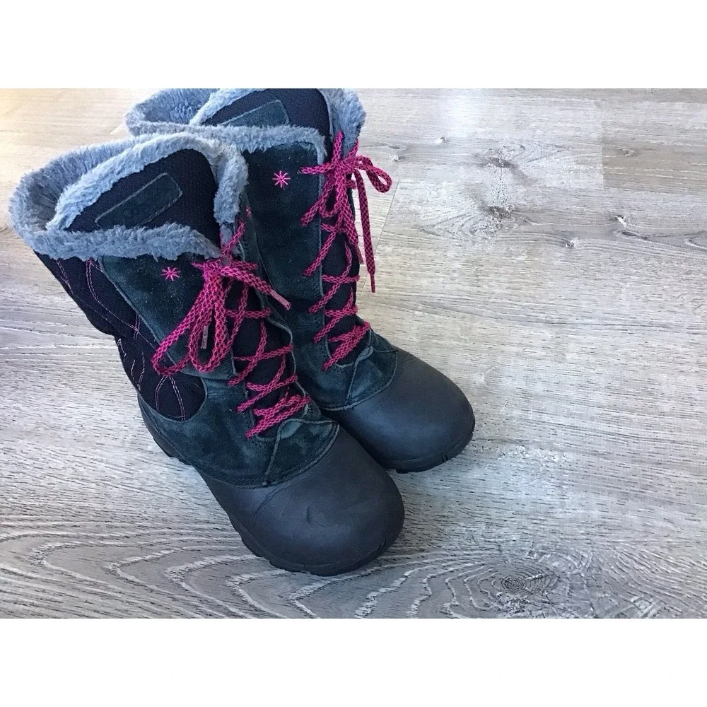 Columbia Boots Youth Size 5 Canyon Snow Winter Black Pink Omni Heat BY1310-010